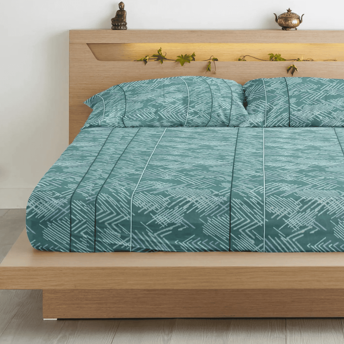 Abstract 210 TC Flat Bedsheet with Pillow Covers -  Multicolor