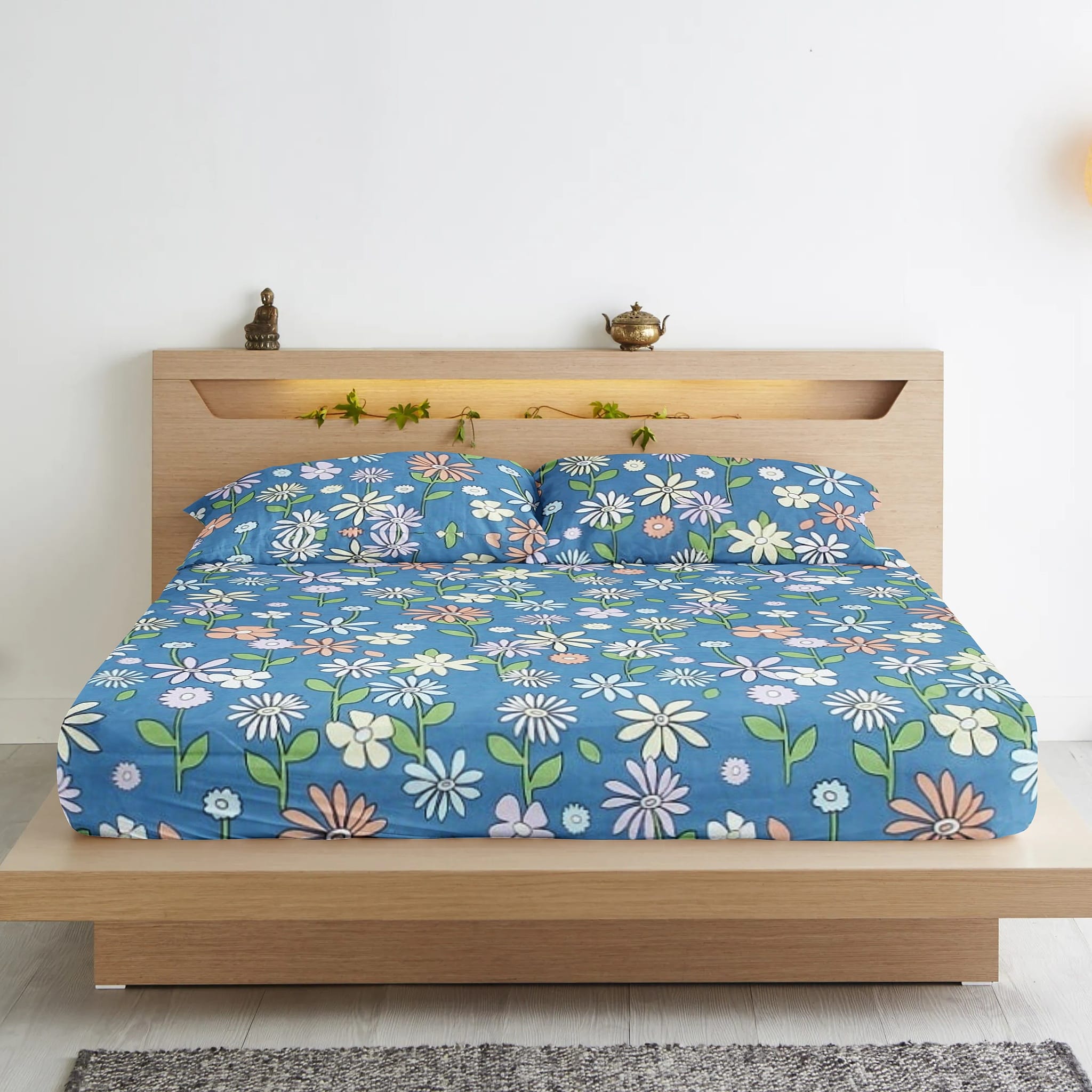 Soft Cotton Floral Print 210 TC Flat Bedsheet In Multicolor At Best Prices