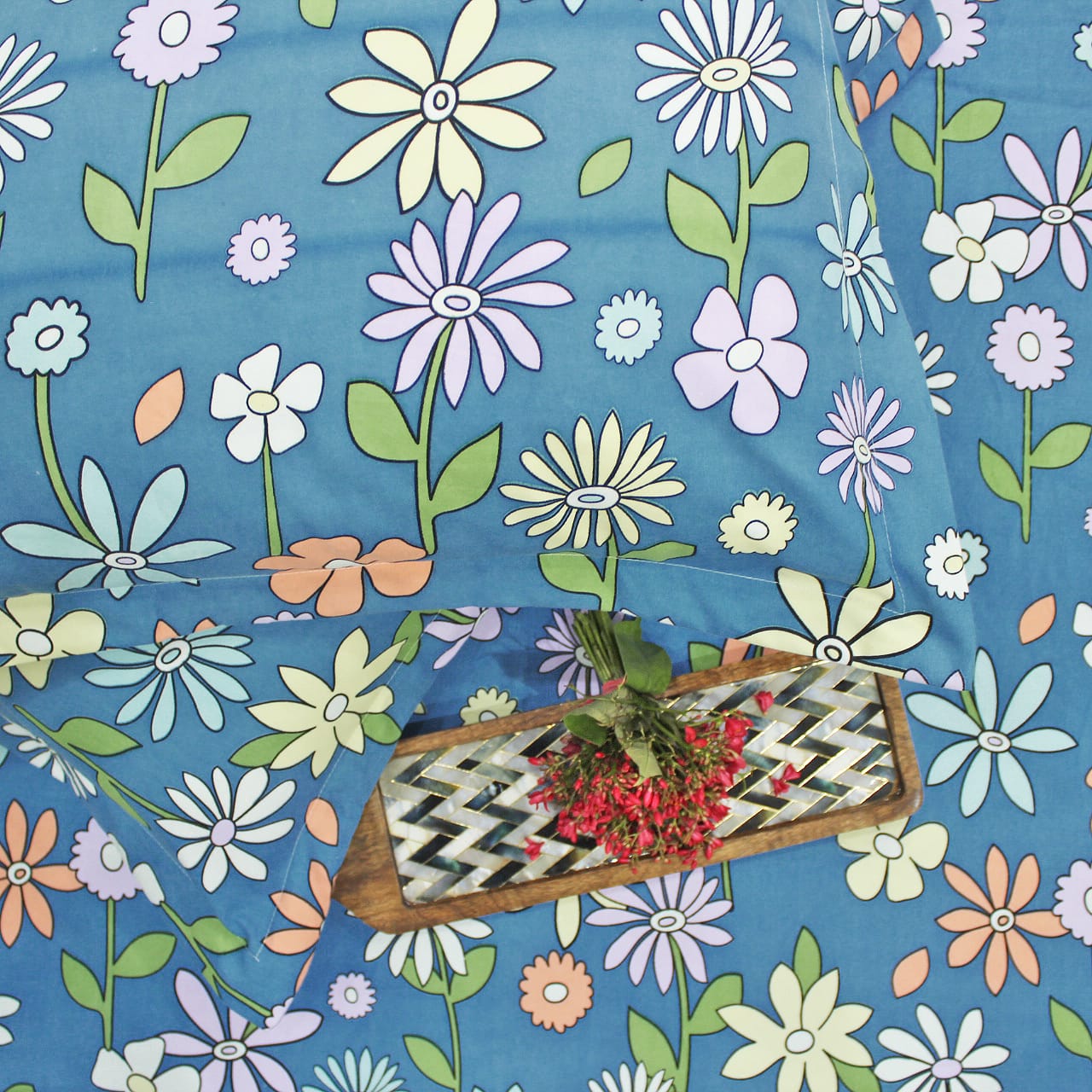 Soft Cotton Floral Print 210 TC Flat Bedsheet In Multicolor At Best Prices