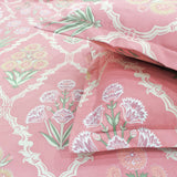 Floral 210 TC Fitted Bedsheet with Pillow Covers -  Multicolor