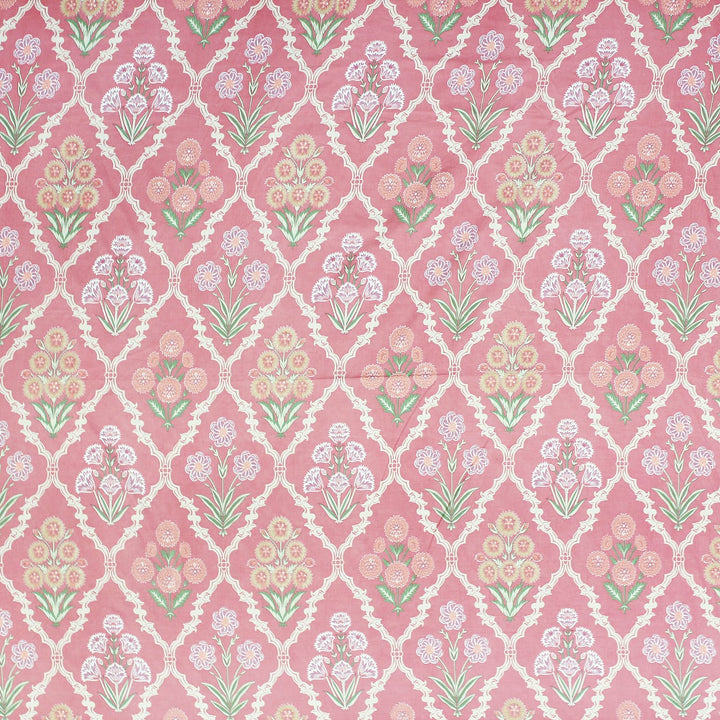 Cotton Microfiber Floral Reversible AC Dohar Blanket In Peach