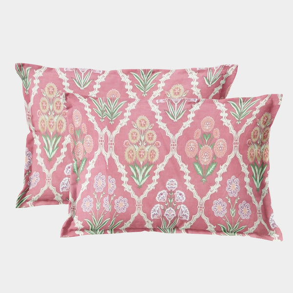 Printed Floral Set of 2 Pcs Pillow Cover - Peach