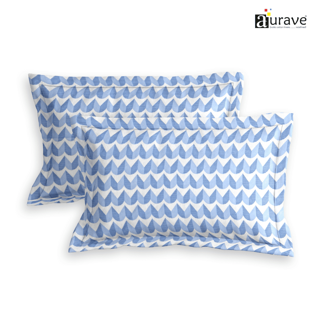 Printed Floral Set of 2 Pcs Pillow Cover - Blue