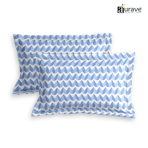 Printed Floral Set of 2 Pcs Pillow Cover - Blue