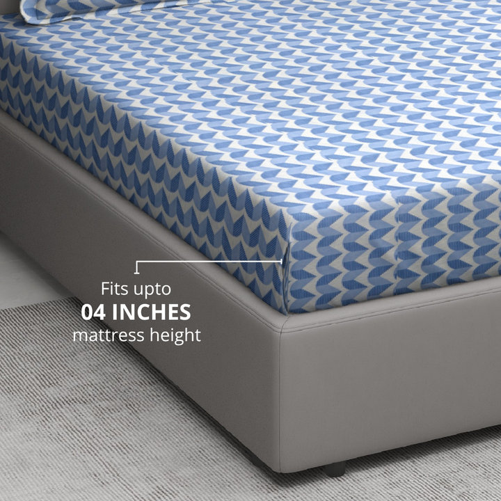 fitted bedsheet set for 4-inch mattress includes elastic corners for secure fit.
