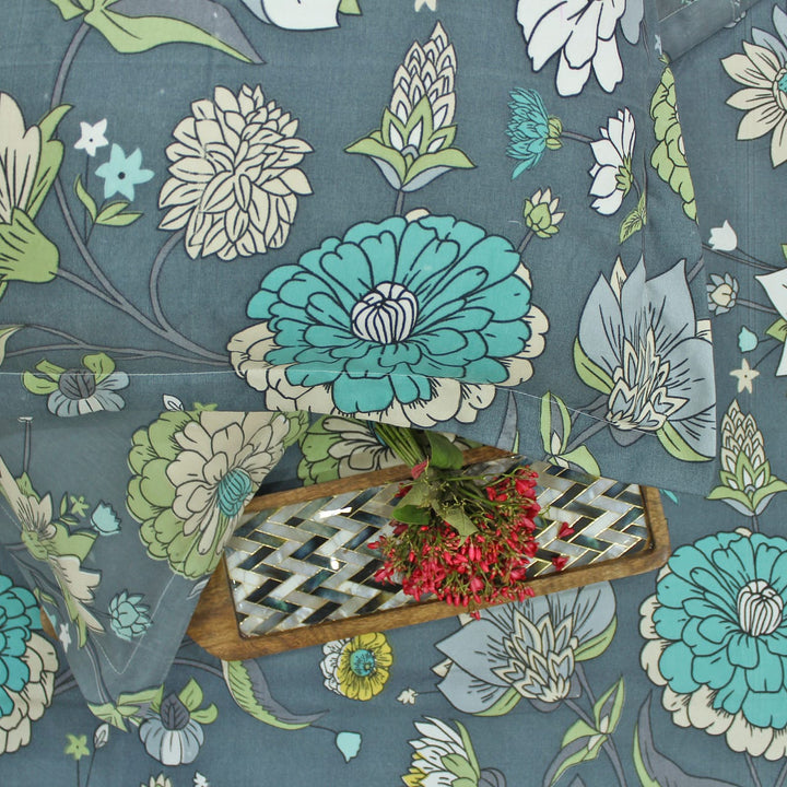 Cotton Floral Print 210 TC King Size Fitted Bedsheet In Multicolor