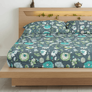 Floral 210 TC Flat Bedsheet with Pillow Covers - Multicolor