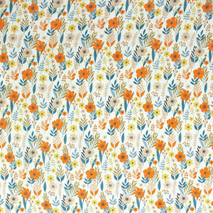 Cotton Floral Print 210 TC King Size Fitted Bedsheet In Multicolor