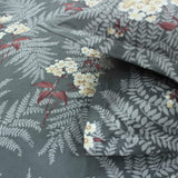 Cotton Floral Print 210 TC King Size Fitted Bedsheet In Grey