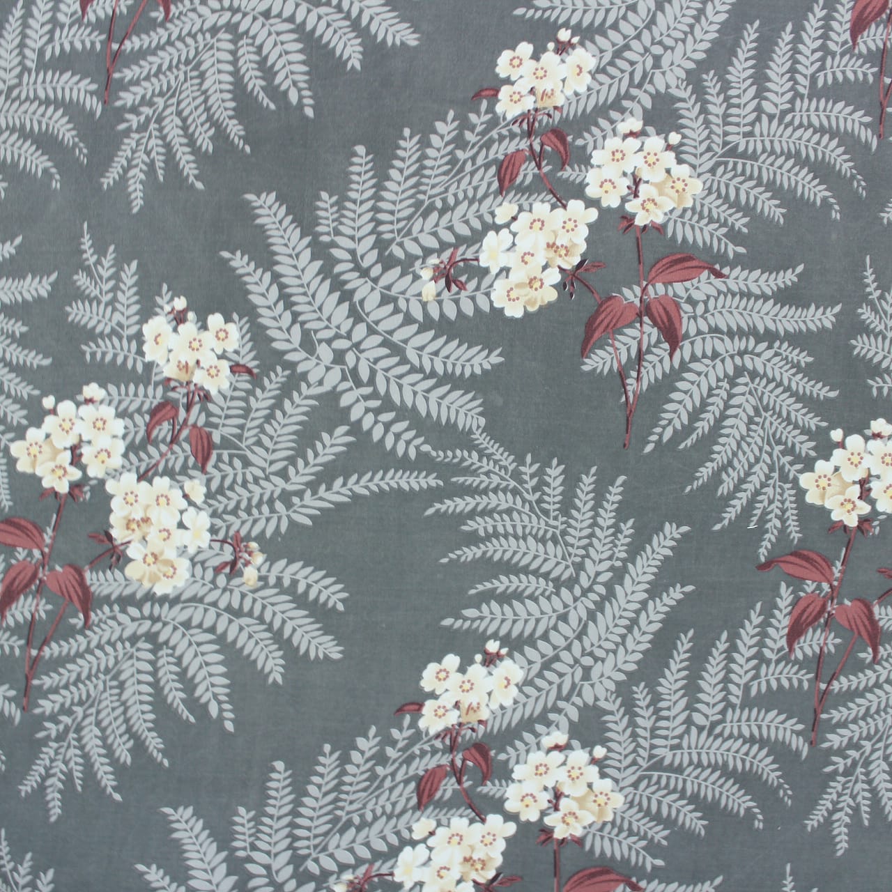 Cotton Floral Print 210 TC Flat Bedsheet In Grey At Best Prices