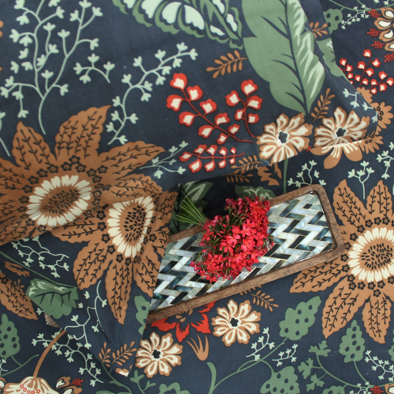 Cotton Floral Print 210 TC Flat Bedsheet In Multicolor At Best Prices