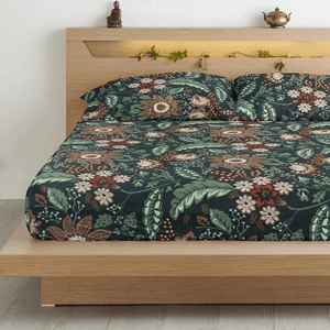 Floral 210 TC Flat bedsheet with Pillow Covers - Multicolor