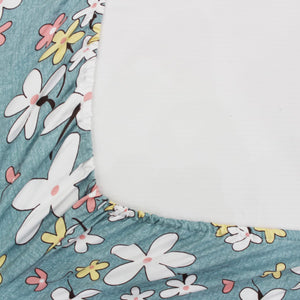 Cotton Floral Print 210 TC King Size Fitted Bedsheet In Multicolor