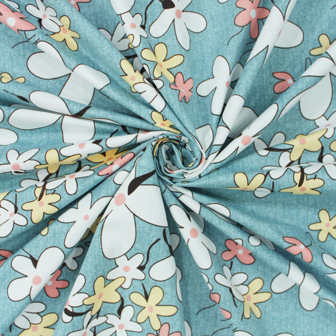 Cotton Floral Print 210 TC King Size Fitted Bedsheet In Multicolor