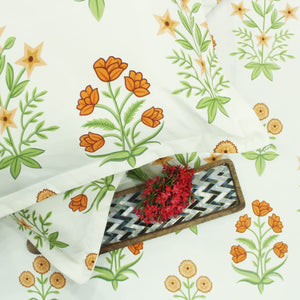 Soft Cotton Floral Print 210 TC Flat Bedsheet In Multicolor At Best Prices