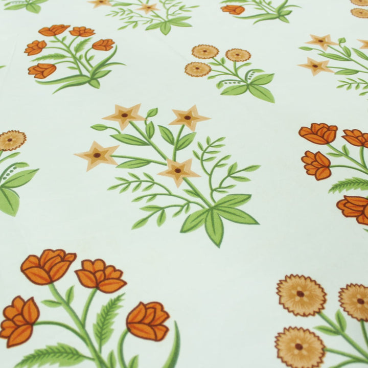 Soft Cotton Floral Print 210 TC Flat Bedsheet In Multicolor At Best Prices