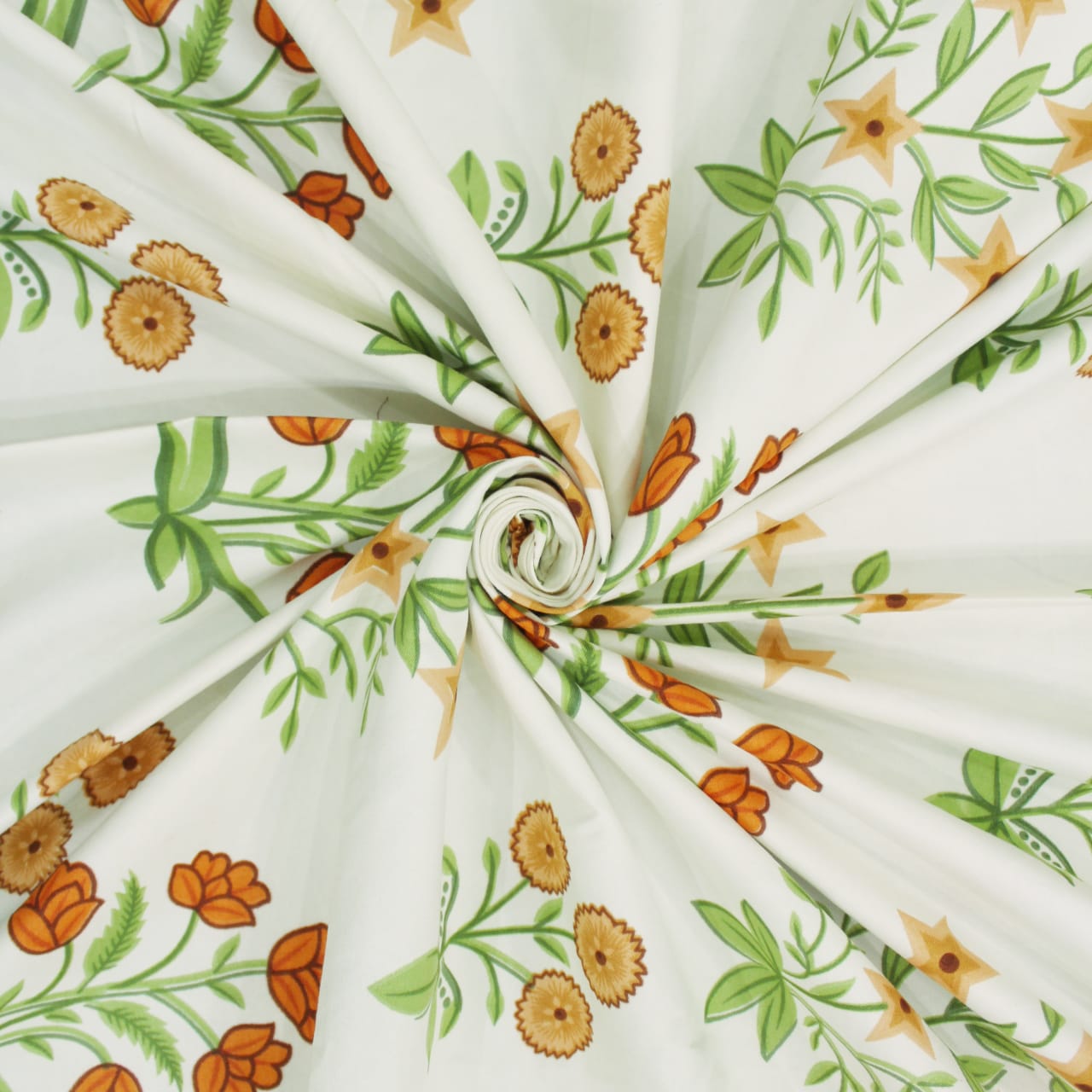 Cotton Floral Print 210 TC King Size Fitted Bedsheet In Multicolor