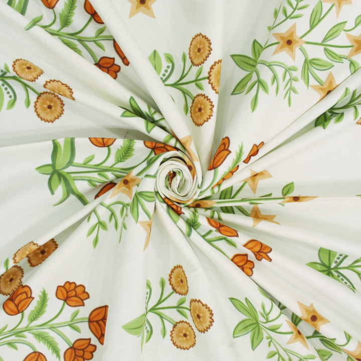Soft Cotton Floral Print 210 TC Flat Bedsheet In Multicolor At Best Prices