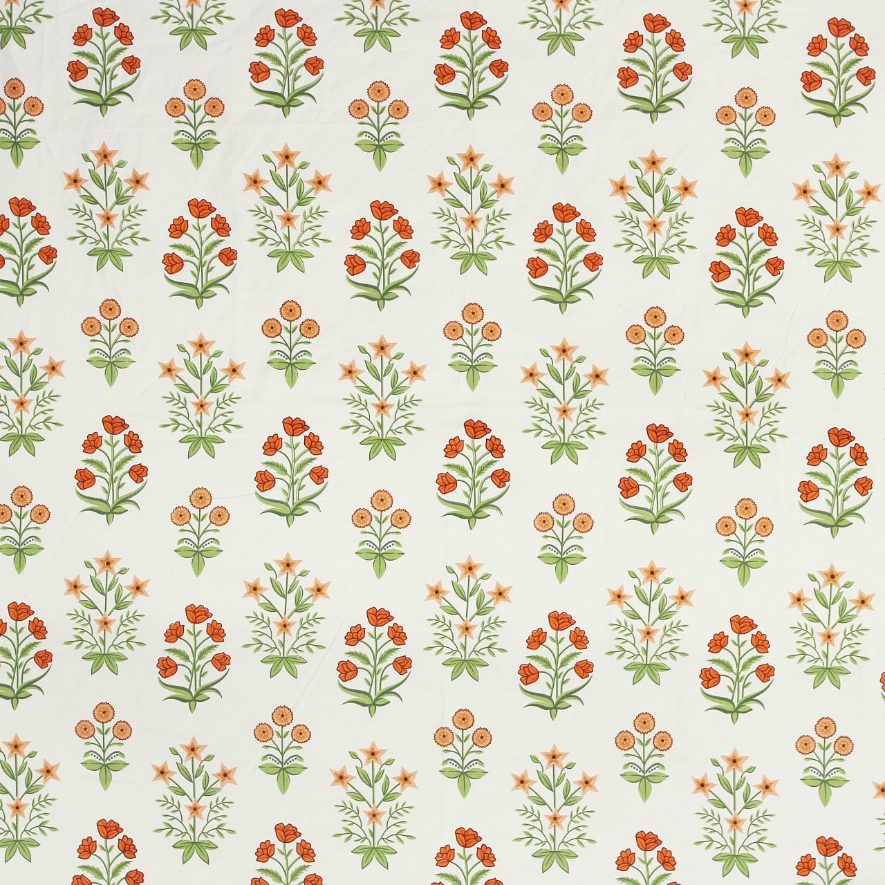 Cotton Floral Print 210 TC King Size Fitted Bedsheet In Multicolor