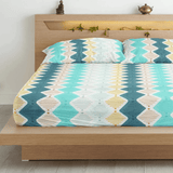 Geometrical 210 TC Flat Bedsheet with Pillow Covers - Multicolor