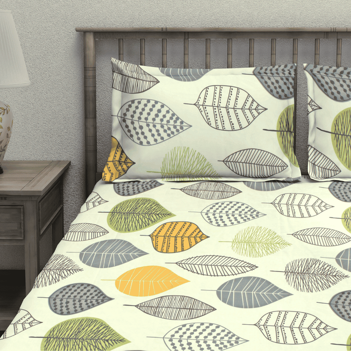 cotton fitted bedsheet set with pillow covers