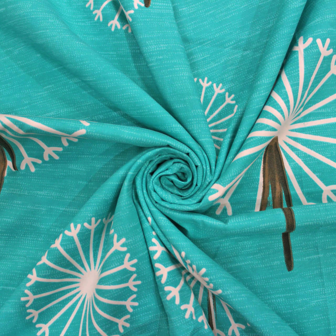 Cotton Floral Print 210 TC King Size Flat Bedsheet In Aqua
