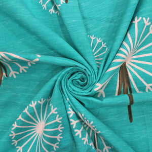 Cotton Floral Print 210 TC King Size Flat Bedsheet In Aqua