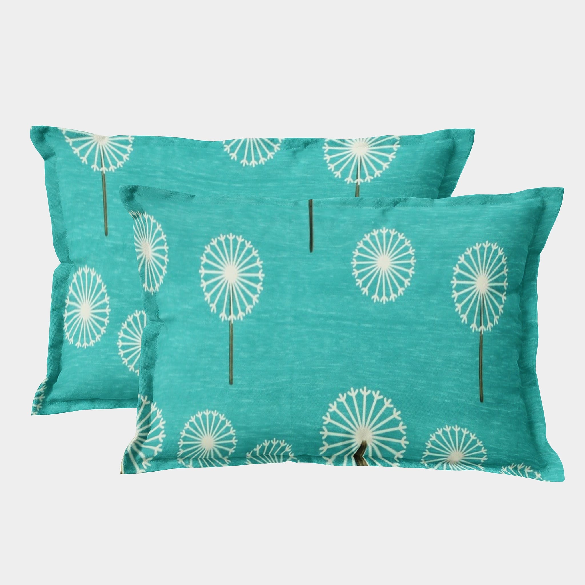 Printed Floral Set of 2 Pcs Pillow Cover - Aqua