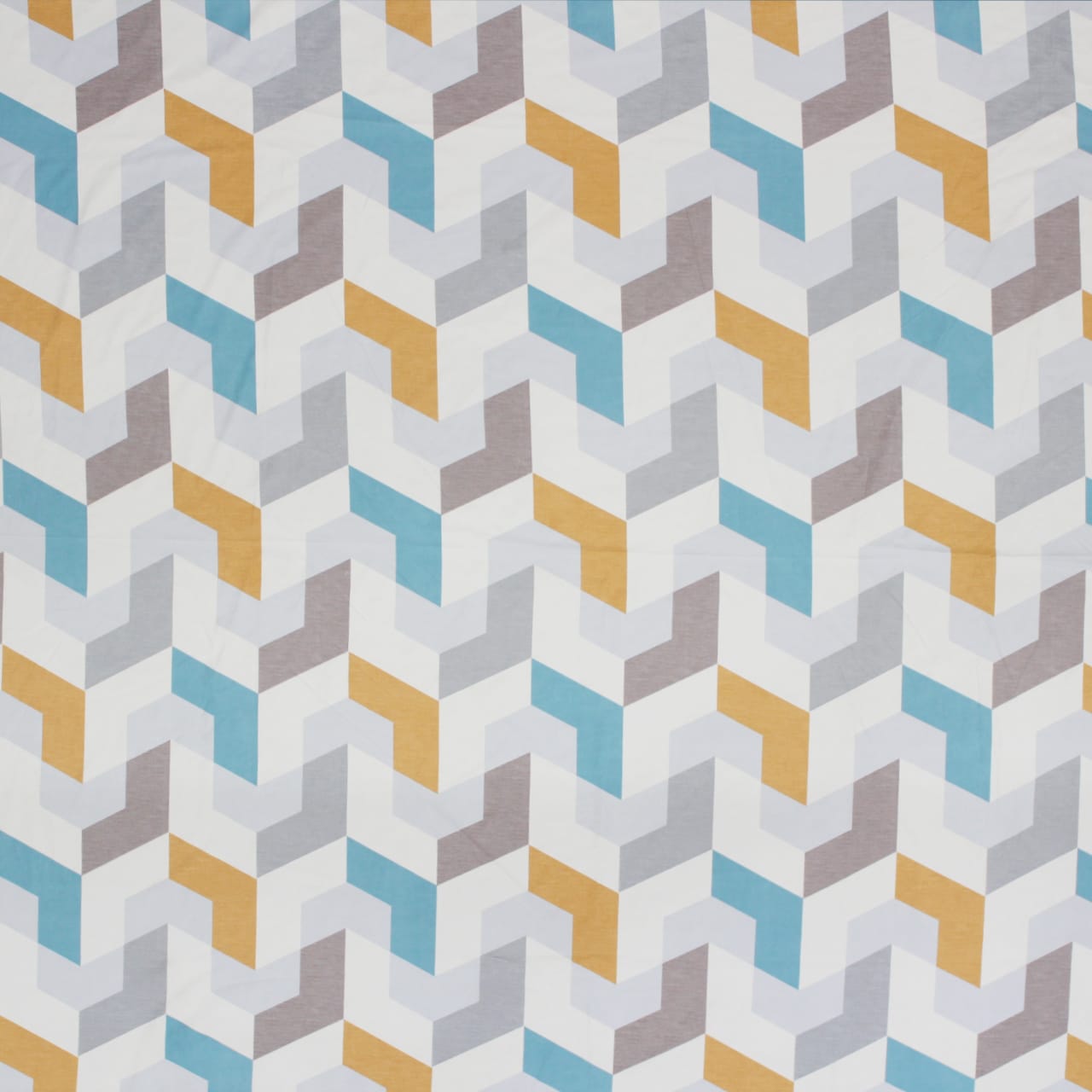 Cotton Geometrical Print 210 TC King Size Flat Bedsheet In Multicolor
