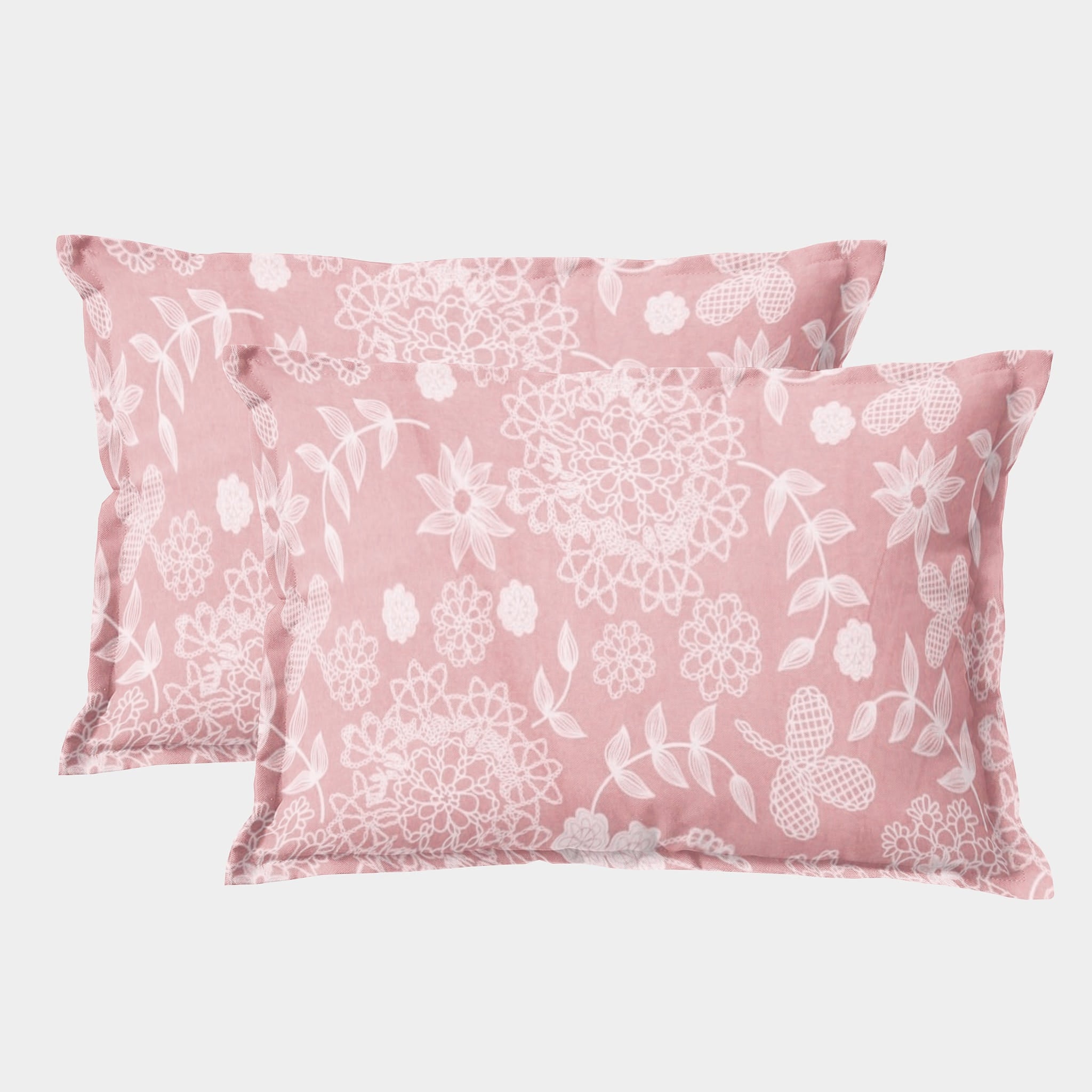 Printed Floral Set of 2 Pcs Pillow Cover - Peach