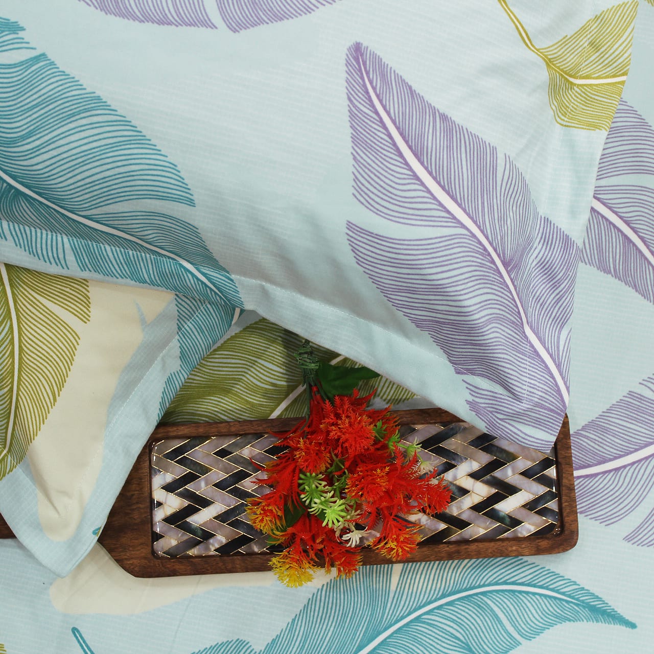 Floral  Flat Bedsheet With Pillow Cover 