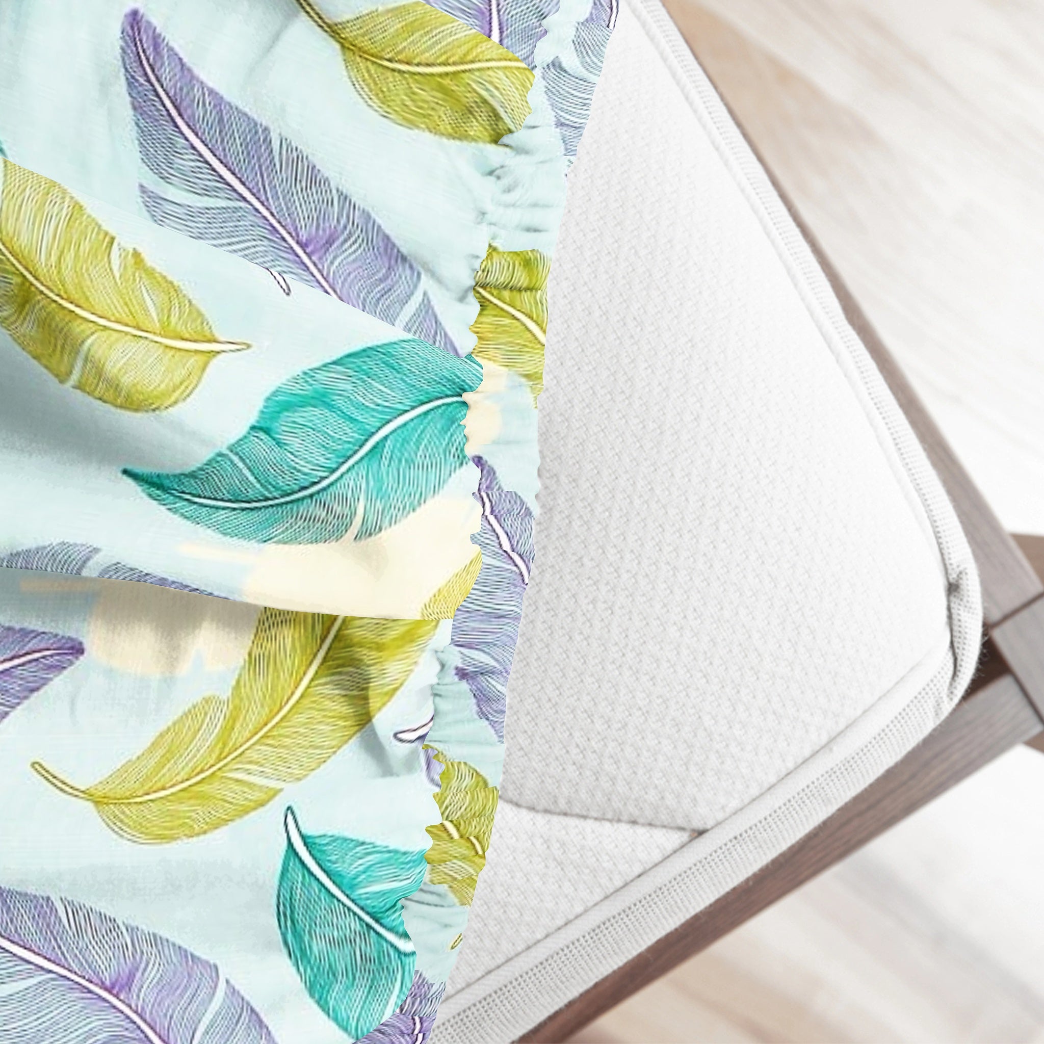 Aqua Floral 210 TC Cotton Fitted Bedsheet Set 
