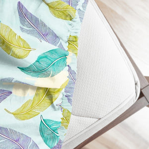 Aqua Floral 210 TC Cotton Fitted Bedsheet Set 