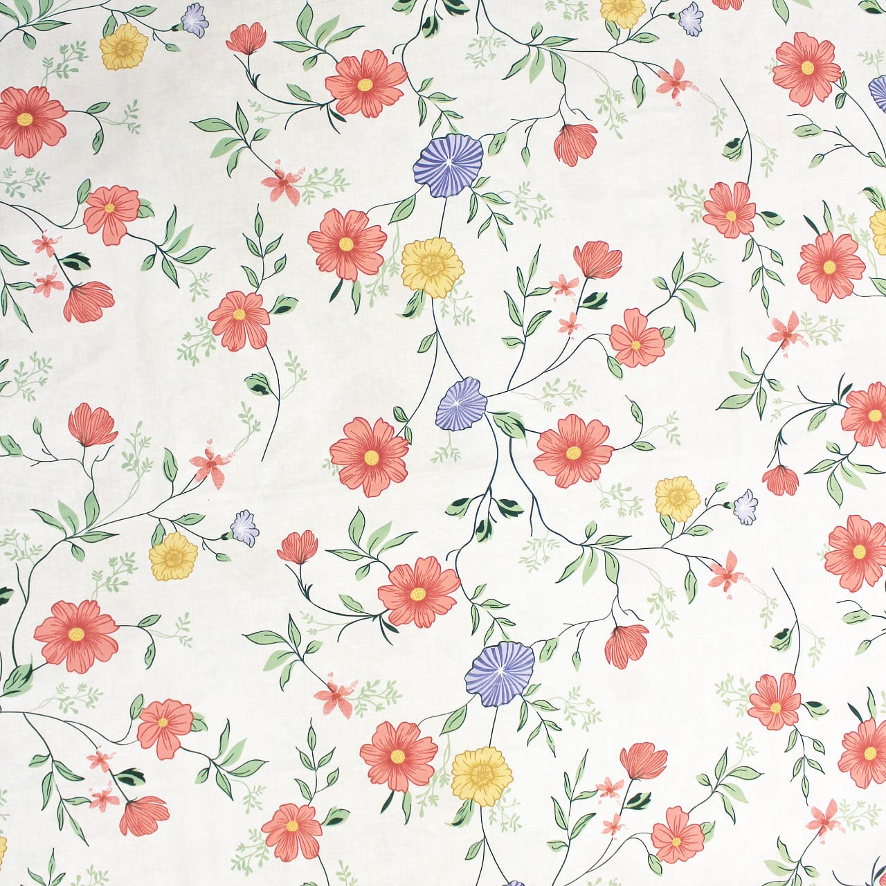 Floral 210 TC Multicolor Fitted Bedsheet  Design 