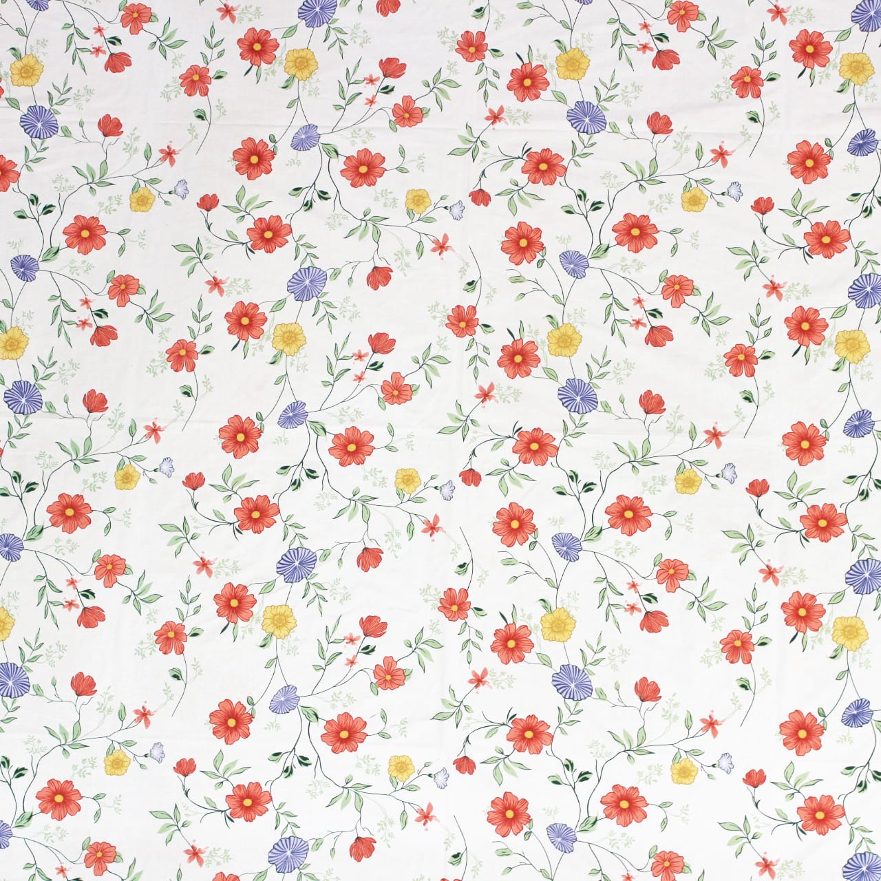 Floral 210 TC Multicolor Fitted Bedsheet Design 