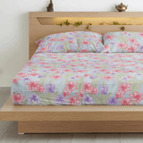 Floral 210 TC Flat bedsheet with Pillow Covers - Multicolor