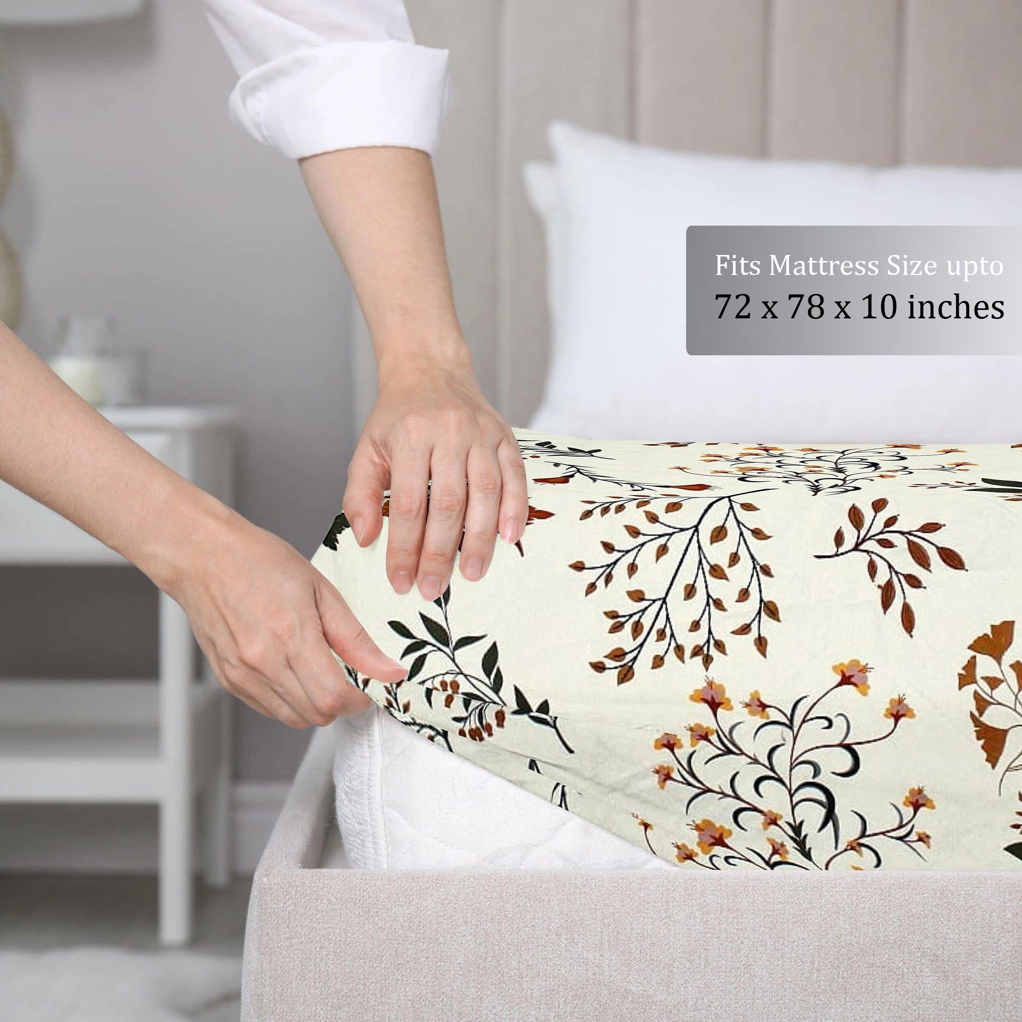 Floral 210 TC Cotton  Fitted Bedsheet 