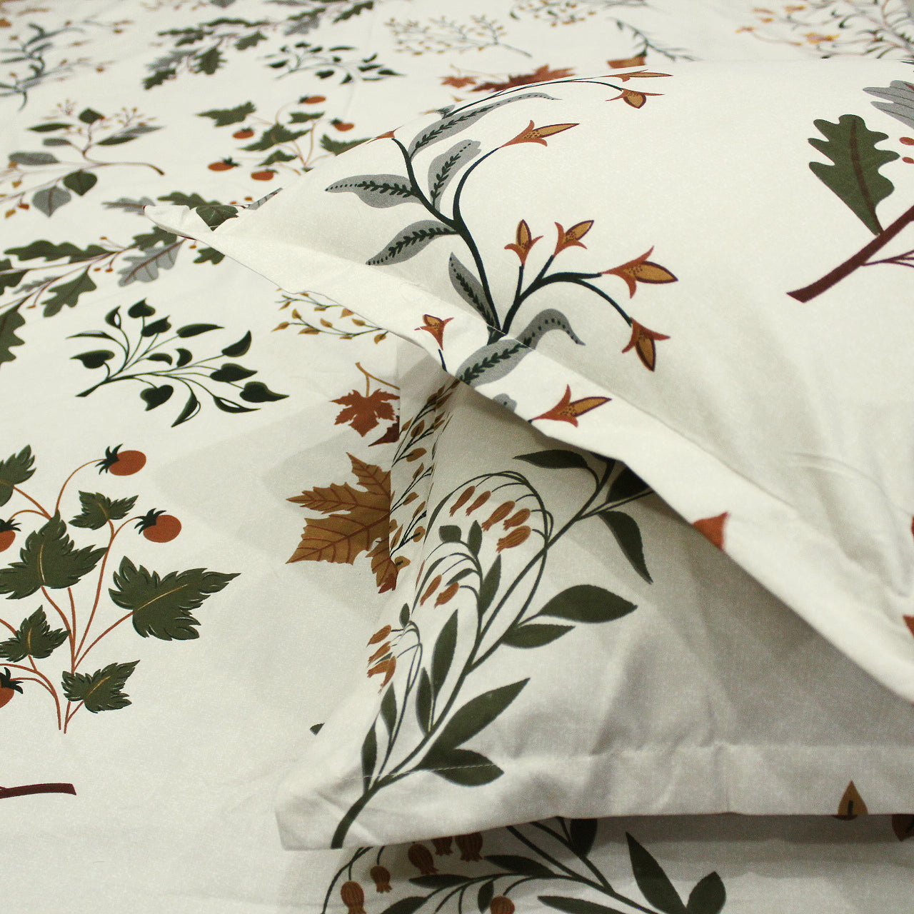 Floral 210 TC Cotton Bedsheet Set with Matching Pillow Covers