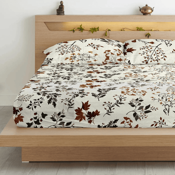 Floral Flat bedsheet with Pillow Covers