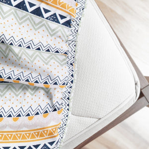 Multicolor Geometric 210 TC Cotton Fitted Bedsheet  