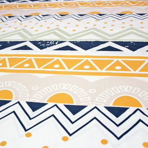 Multicolor Geometric 210 TC Cotton Fitted Bedsheet Design 