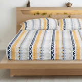 King size geometrical 210 TC bedsheet with pillow covers in multicolor