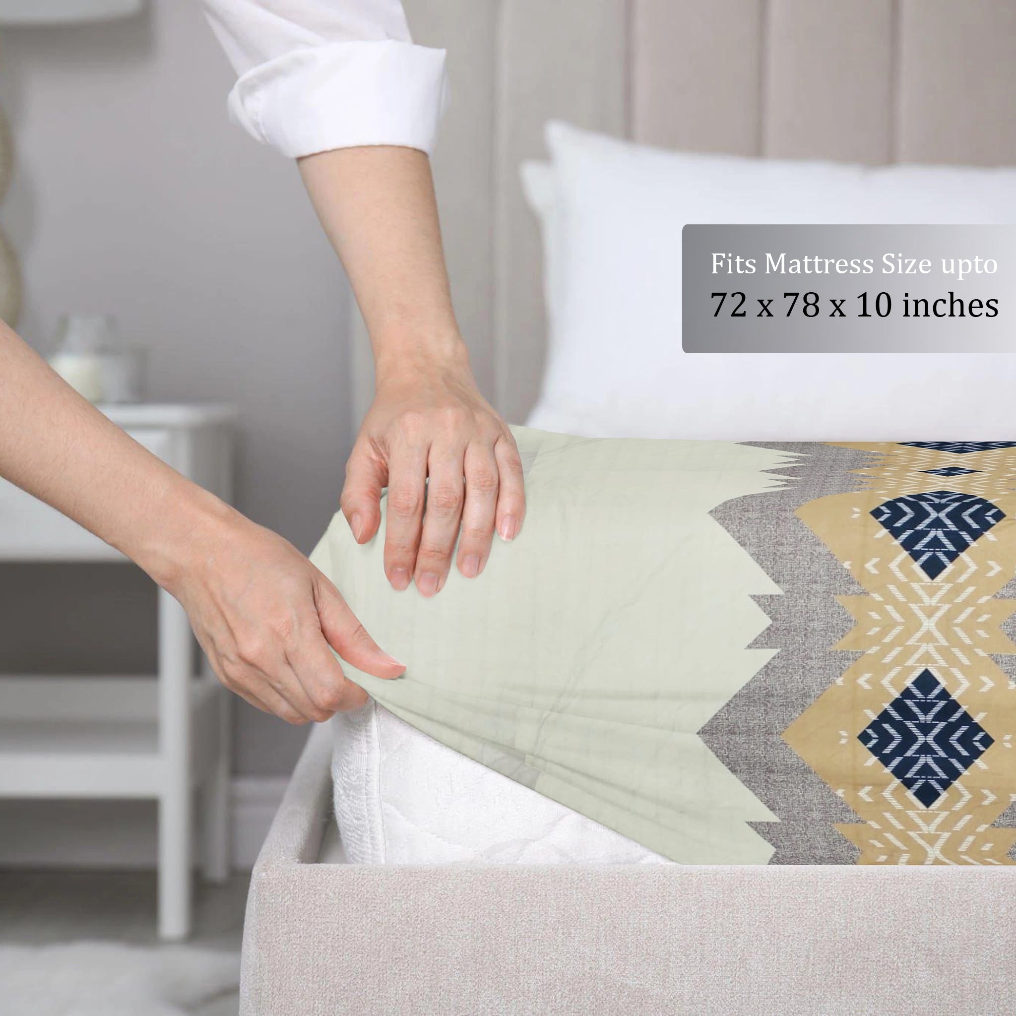 Geometrical 210 TC Fitted Bedsheet 