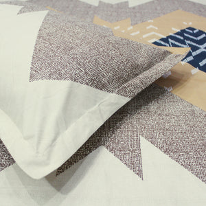 Geometrical 210 TC Fitted Bedsheet with Pillow Covers - Multicolor