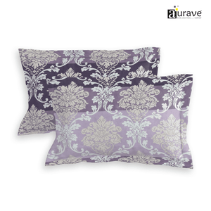 Printed Floral Set of 2 Pcs Pillow Cover - Purple