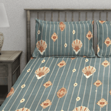 King size grey damask 210 TC flat bedsheet with matching pillow covers