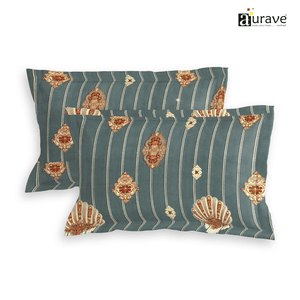 Printed Floral Set of 2 Pcs Pillow Cover - Grey