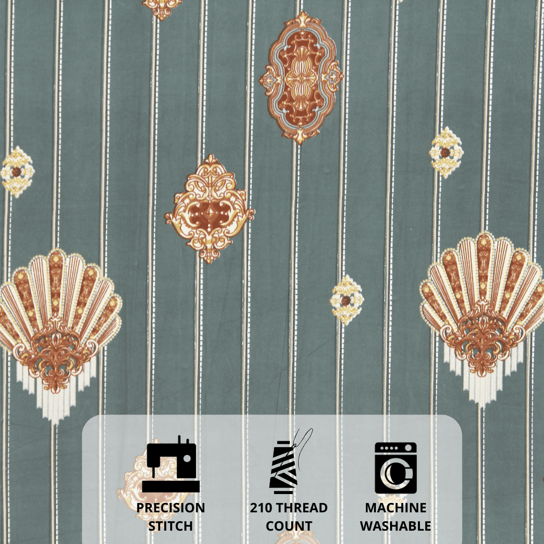 Full View King size grey damask 210 TC flat bedsheet design 