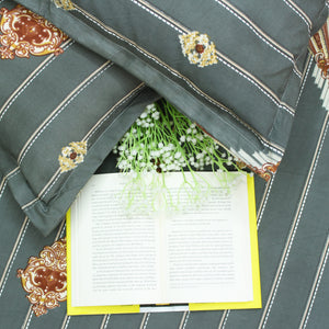 Full View  Damask Fitted Bedsheet with Pillow Cover 