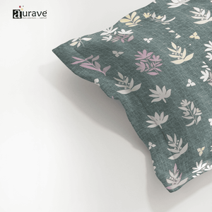 Printed Floral Pillow Cover - Grey